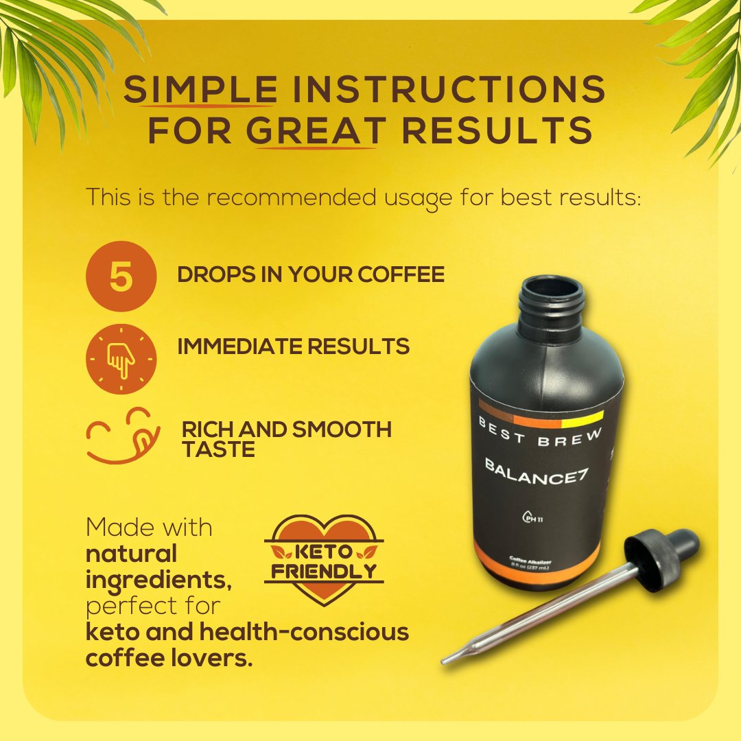 Best Brew Coffee Alkalizer Drops – Neutralizes Coffee Acidity - Balance7 - Balance7