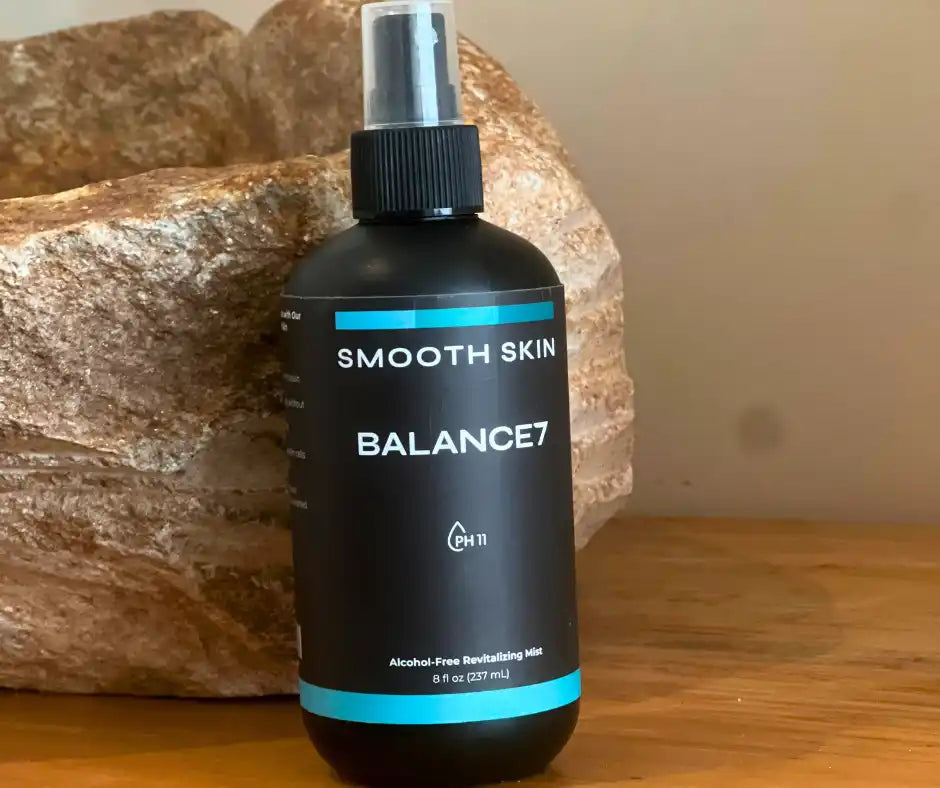 Black spray bottle of skin revitalizing mist.